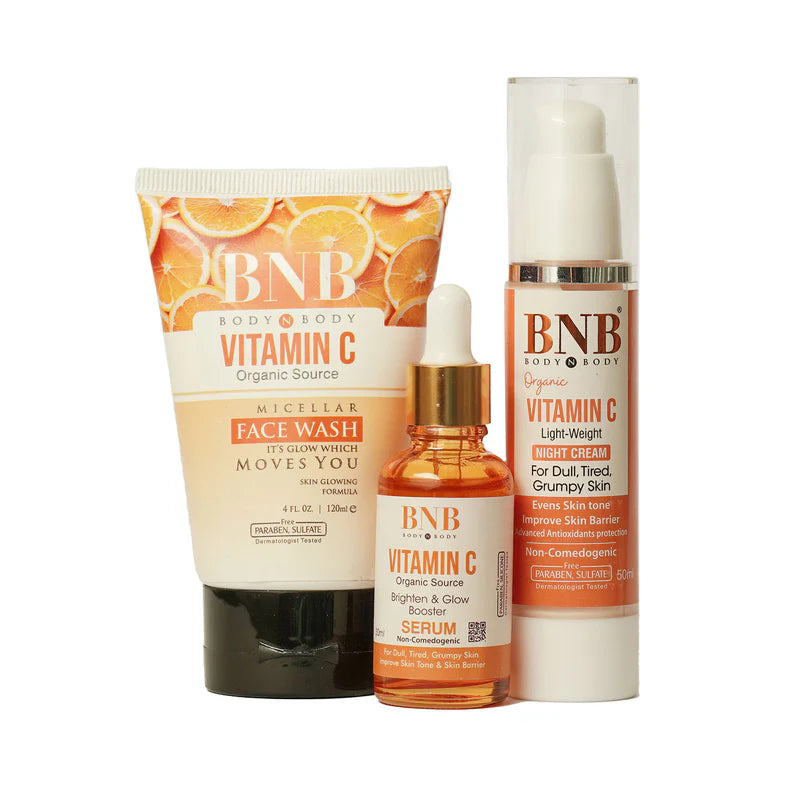 BNB Vitamin C Night Bliss Trio (Vitamin C Facewash + Vitamin C Night Cream + Vitamin C Serum)